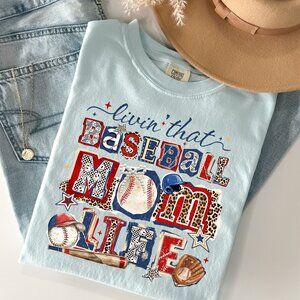 Baseball Mom Life Comfort Colors® T-Shirt, Game Day Baseball Mama Shirt